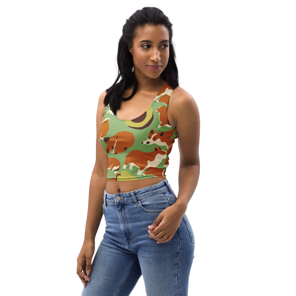 Corgi And Avo on Crop Top — Left Front
