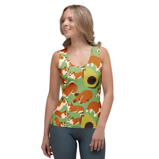 Corgi And Avo on a Women's Tank Top