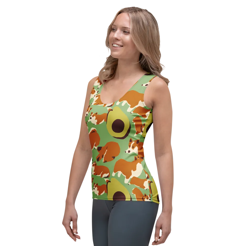 Corgi And Avo on Women's Tank Top — Left Front