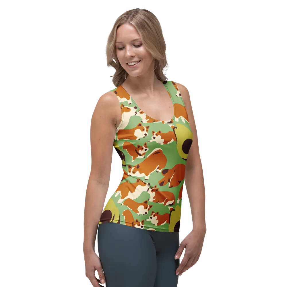 Corgi And Avo on Women's Tank Top — Right Front