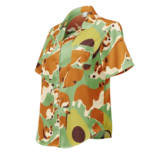 Corgi And Avo on a Women's Short Sleeve Pajama Top