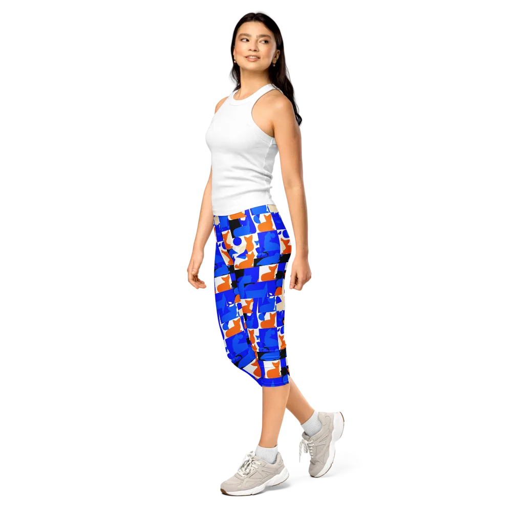 Blue Prowl on Capri Leggings — Left Front