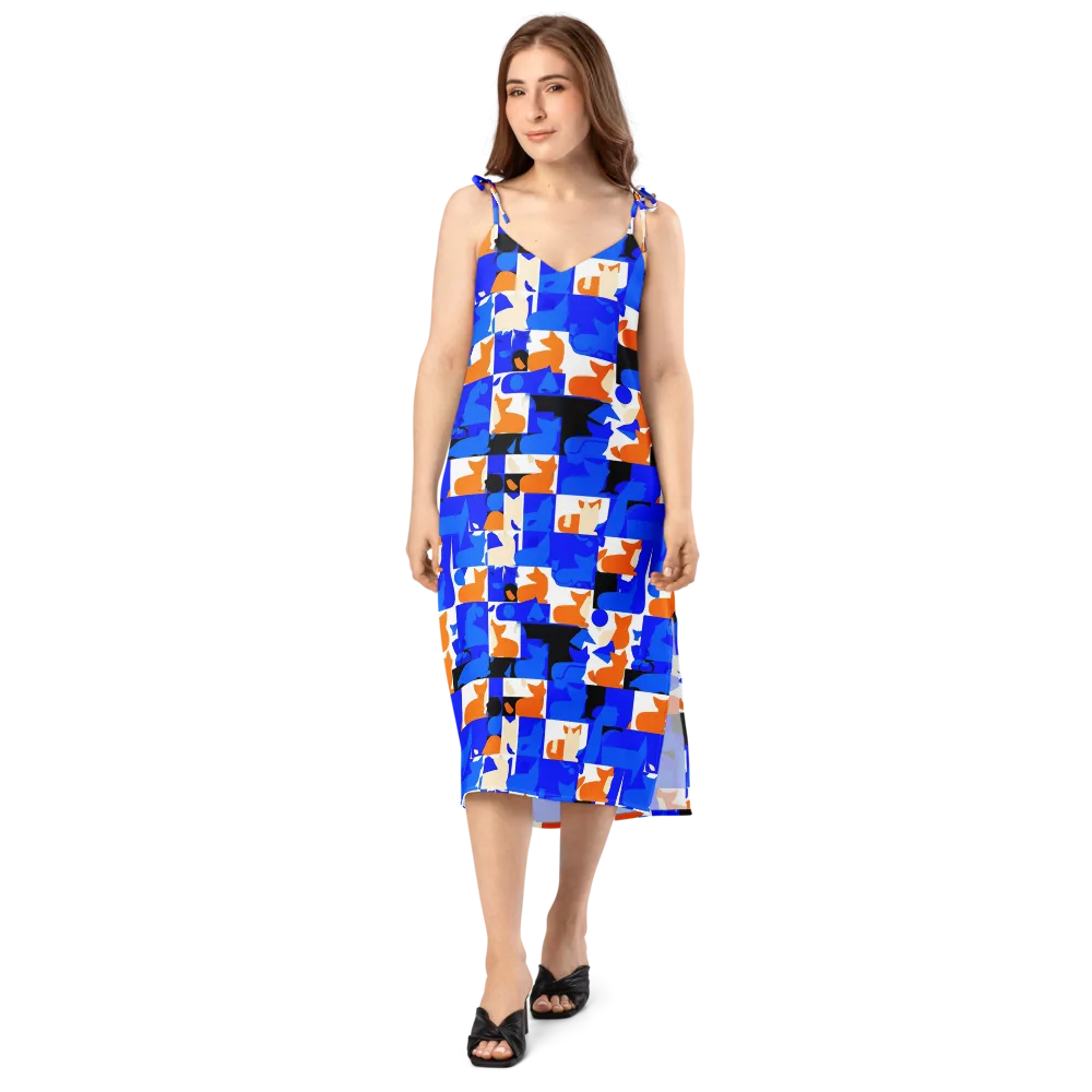 Blue Prowl on Slip Dress — Front