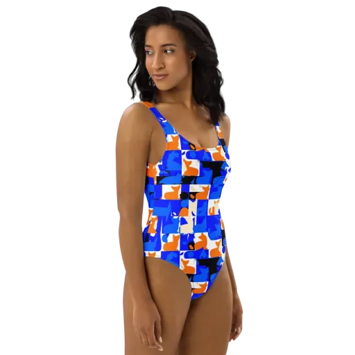Blue Prowl on a One-Piece Swimsuit