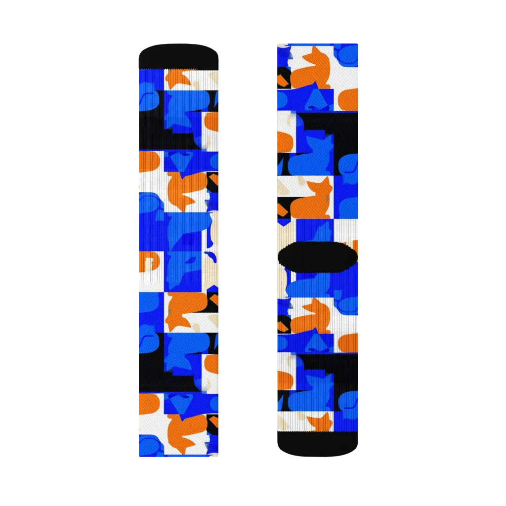 Blue Prowl on Socks — Right Sock