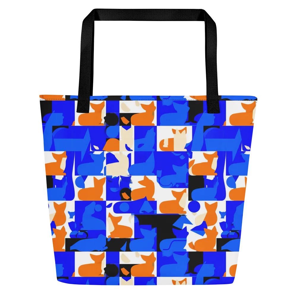 Blue Prowl on Large Tote Bag W/ Pocket — Front
