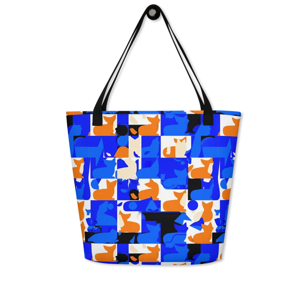 Blue Prowl on Large Tote Bag W/ Pocket — Front