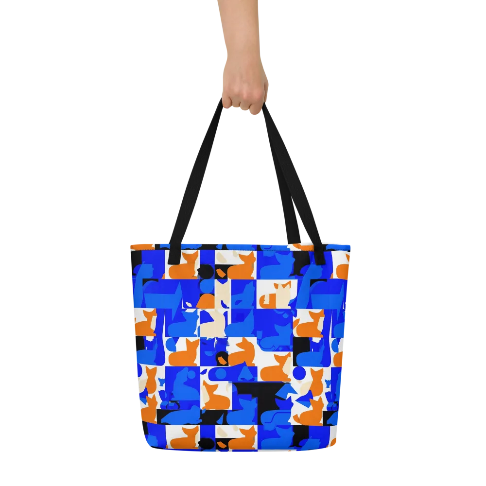 Blue Prowl on Large Tote Bag W/ Pocket — Front