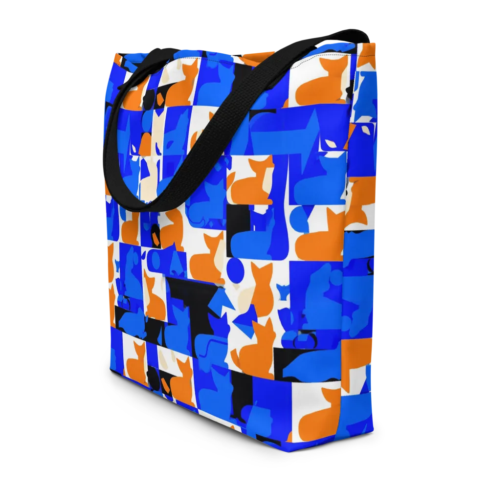 Blue Prowl on Large Tote Bag W/ Pocket — Front