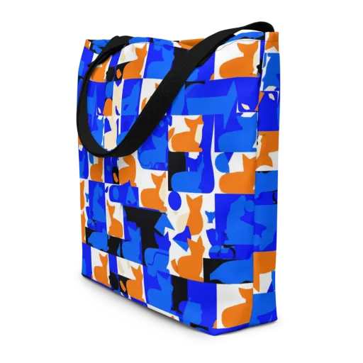 Blue Prowl on a Large Tote Bag W/ Pocket