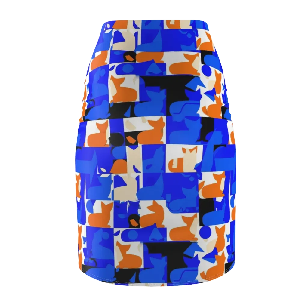 Blue Prowl on Pencil Skirt — Back