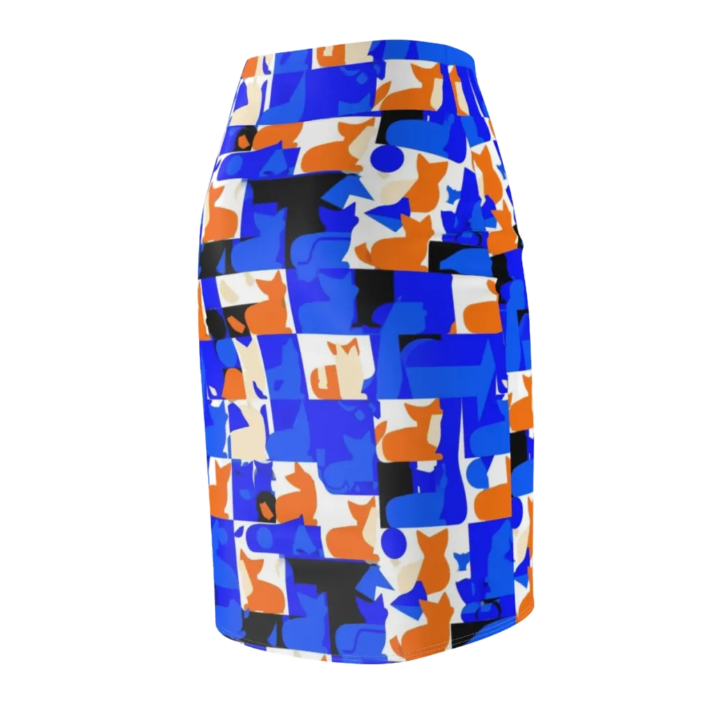 Blue Prowl on Pencil Skirt — Back Side