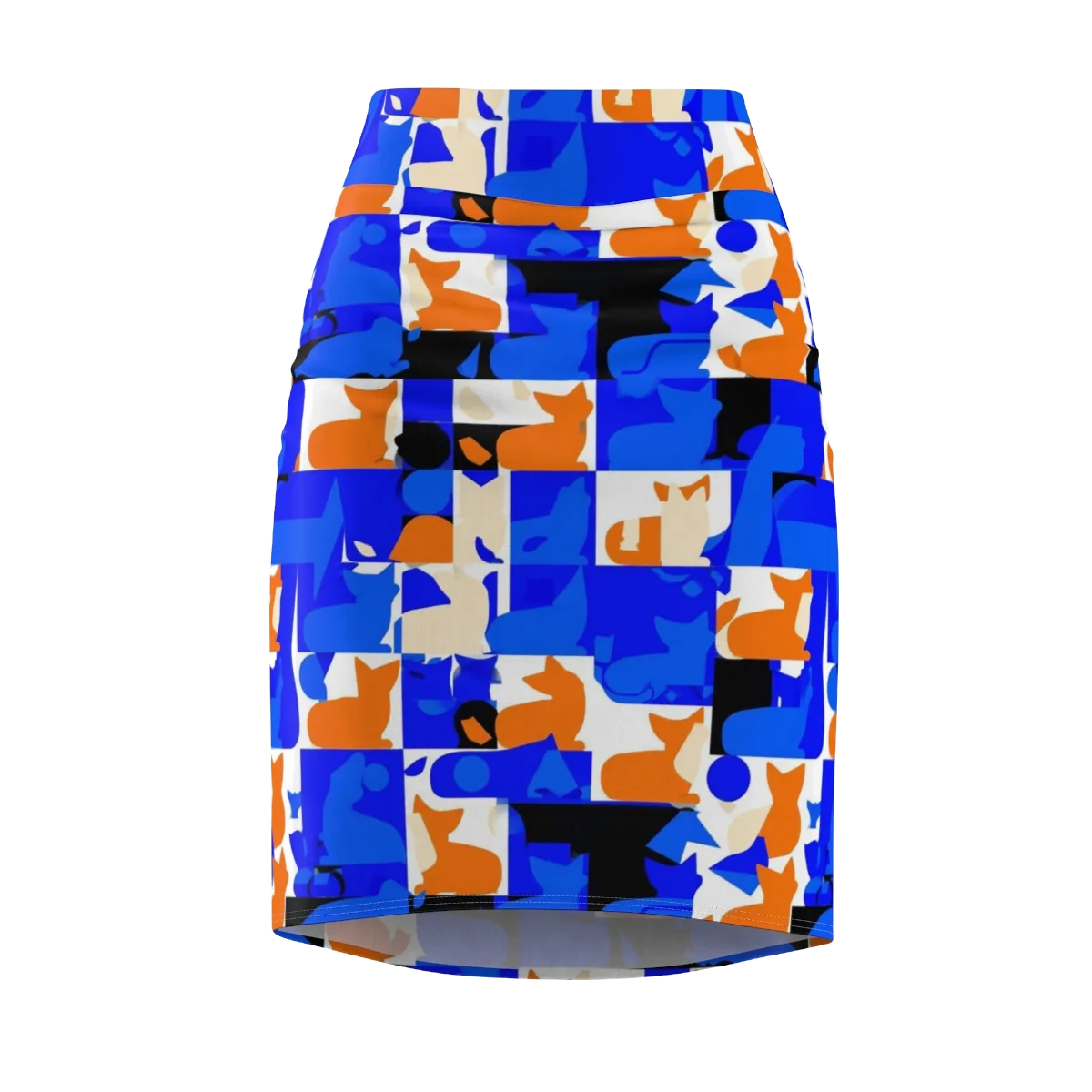 Blue Prowl on Pencil Skirt — Front