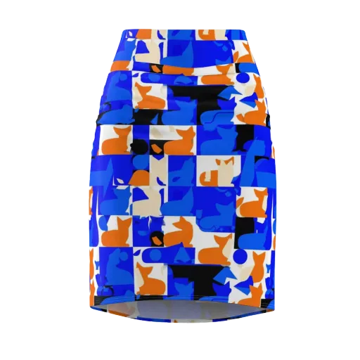 Blue Prowl on a Pencil Skirt