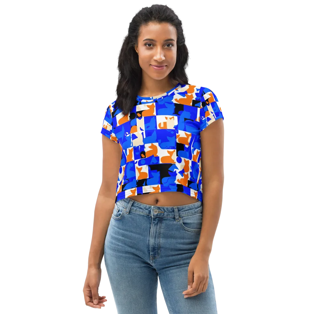 Blue Prowl on Crop Tee — Front