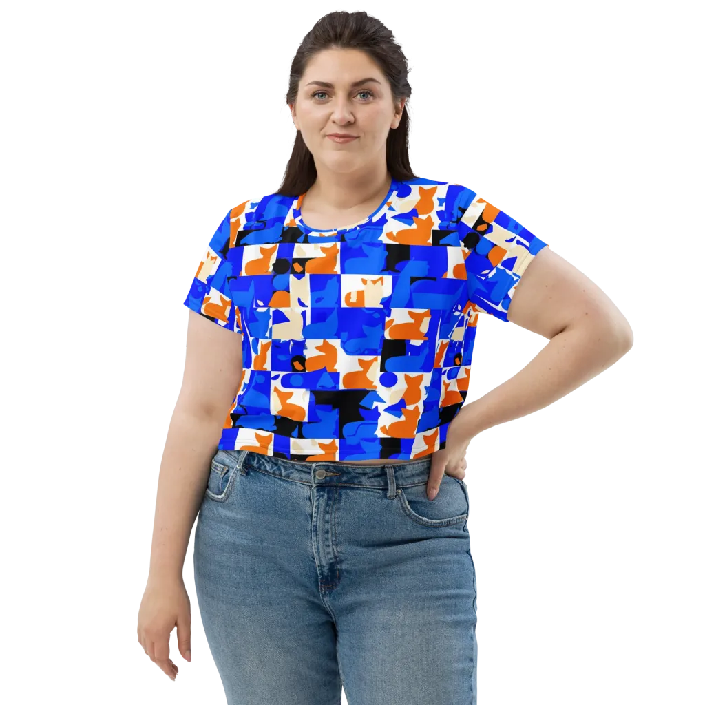 Blue Prowl on Crop Tee — Front