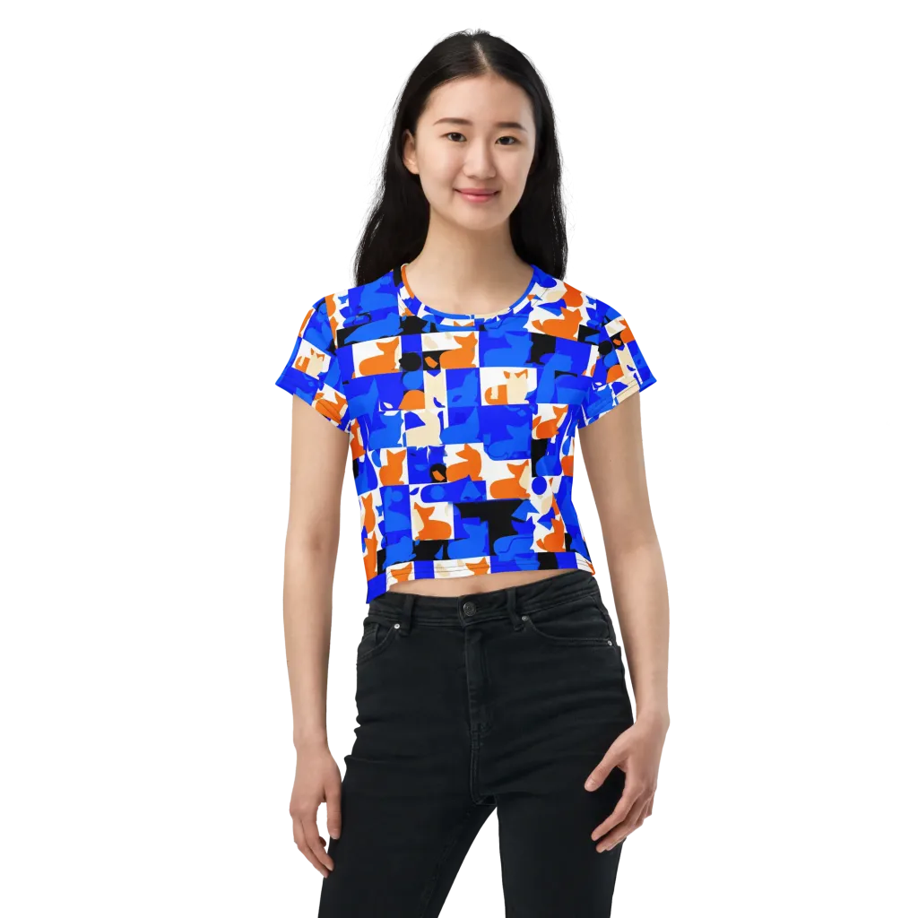 Blue Prowl on Crop Tee — Front