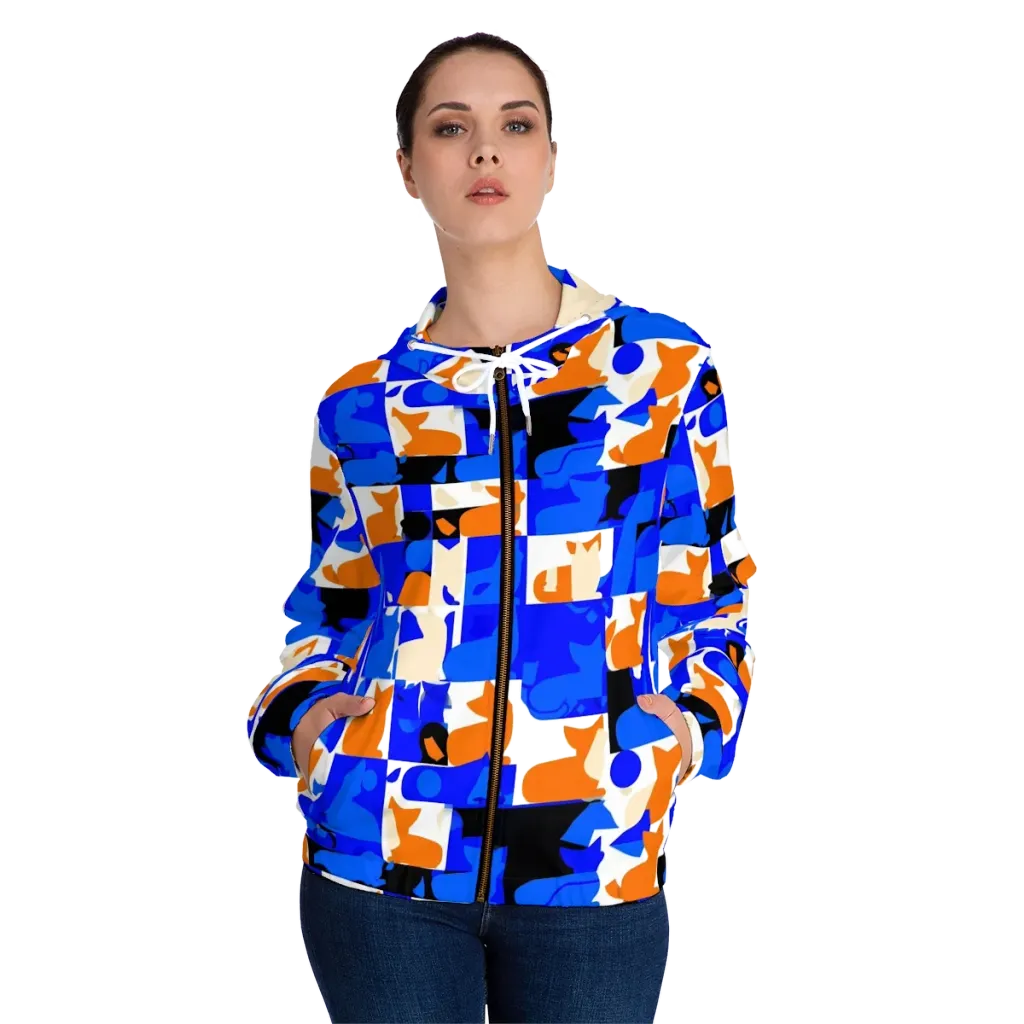 Blue Prowl on Women's Full-Zip Hoodie — Front On Person