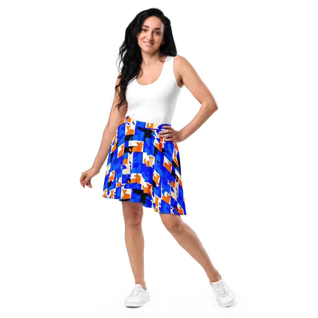 Blue Prowl on Skater Skirt — Front
