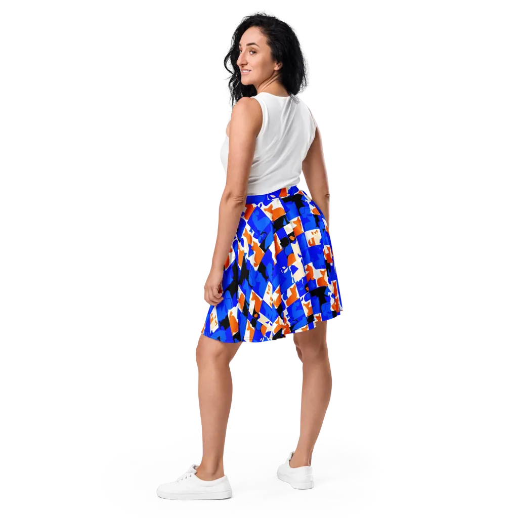 Blue Prowl on Skater Skirt — Back
