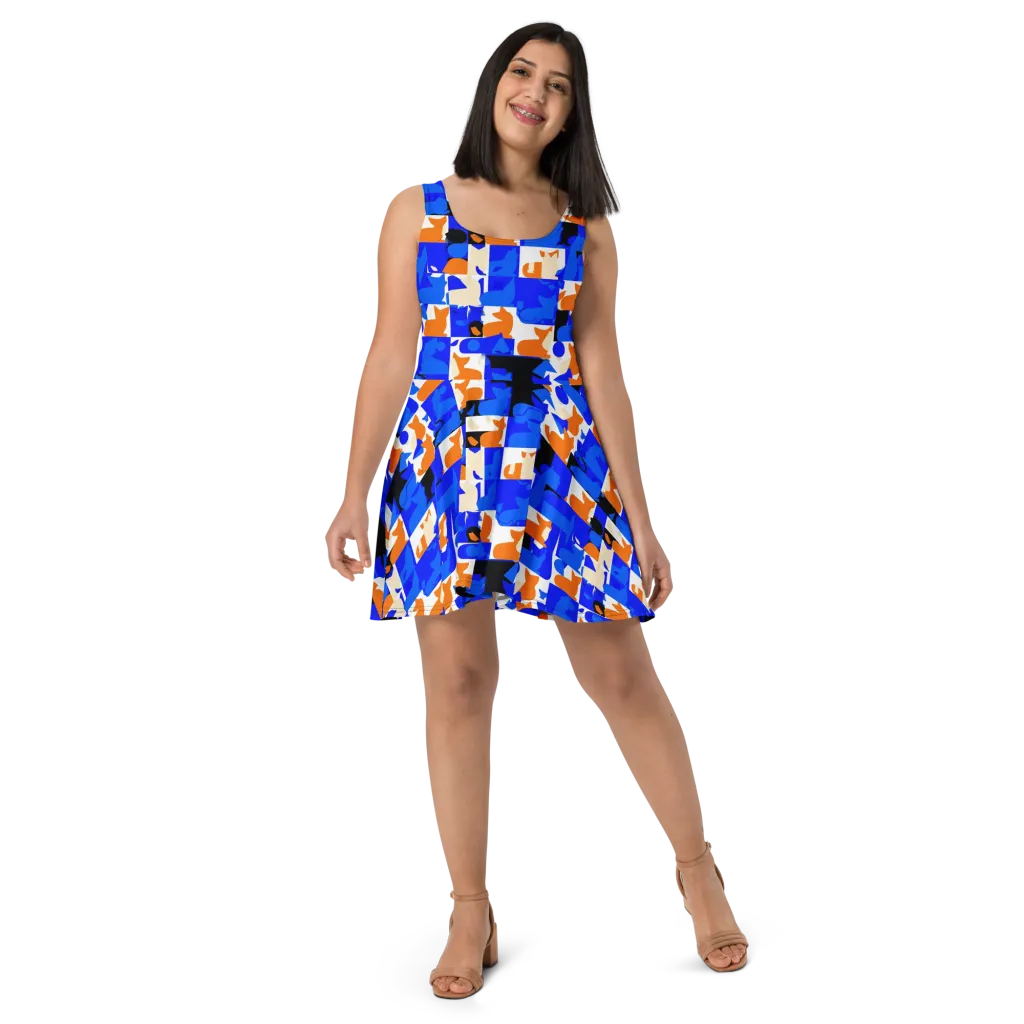 Blue Prowl on Skater Dress — Front