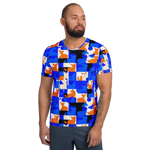Blue Prowl on a Men's Athletic T-Shirt