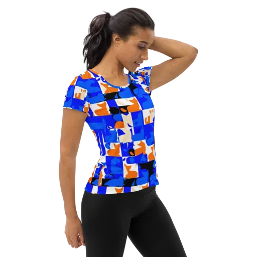 Blue Prowl on a Women's Athletic T-Shirt