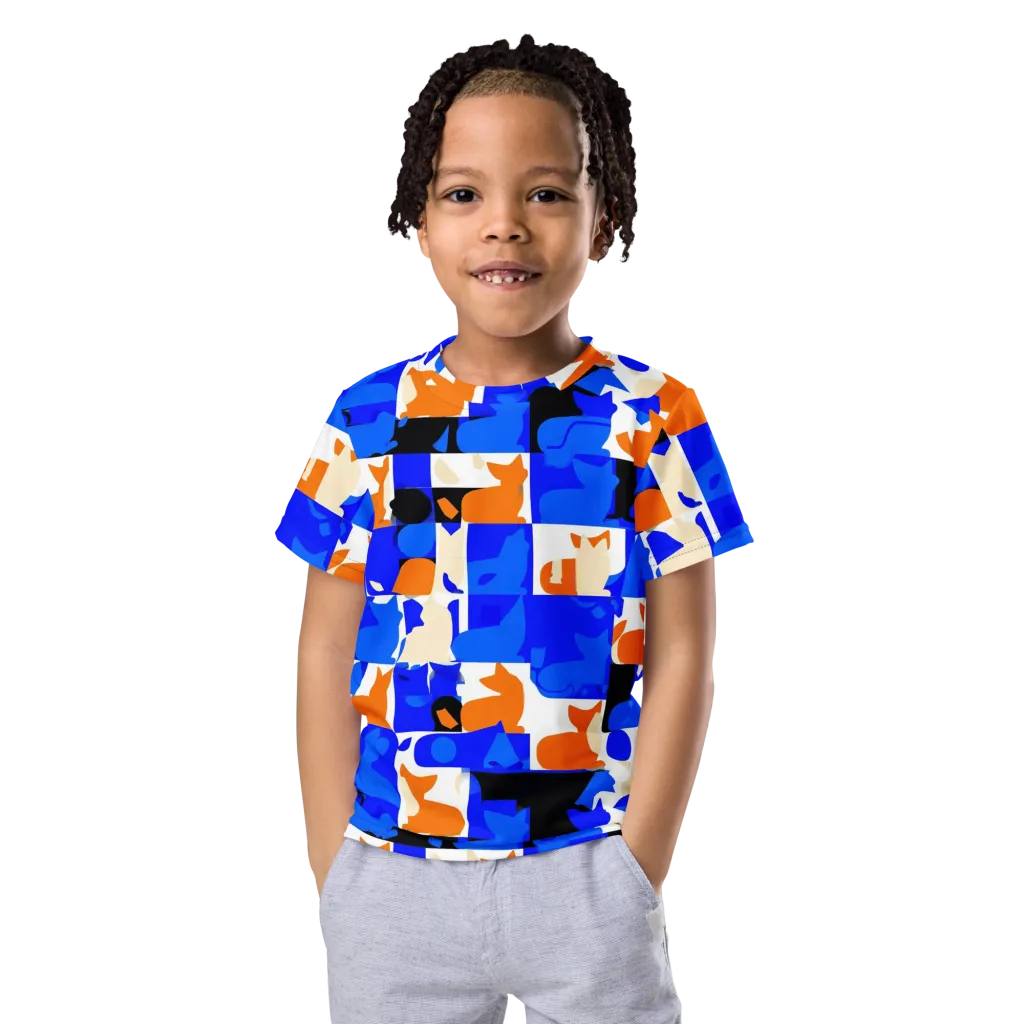 Blue Prowl on Kids Crew Neck T-Shirt — Front