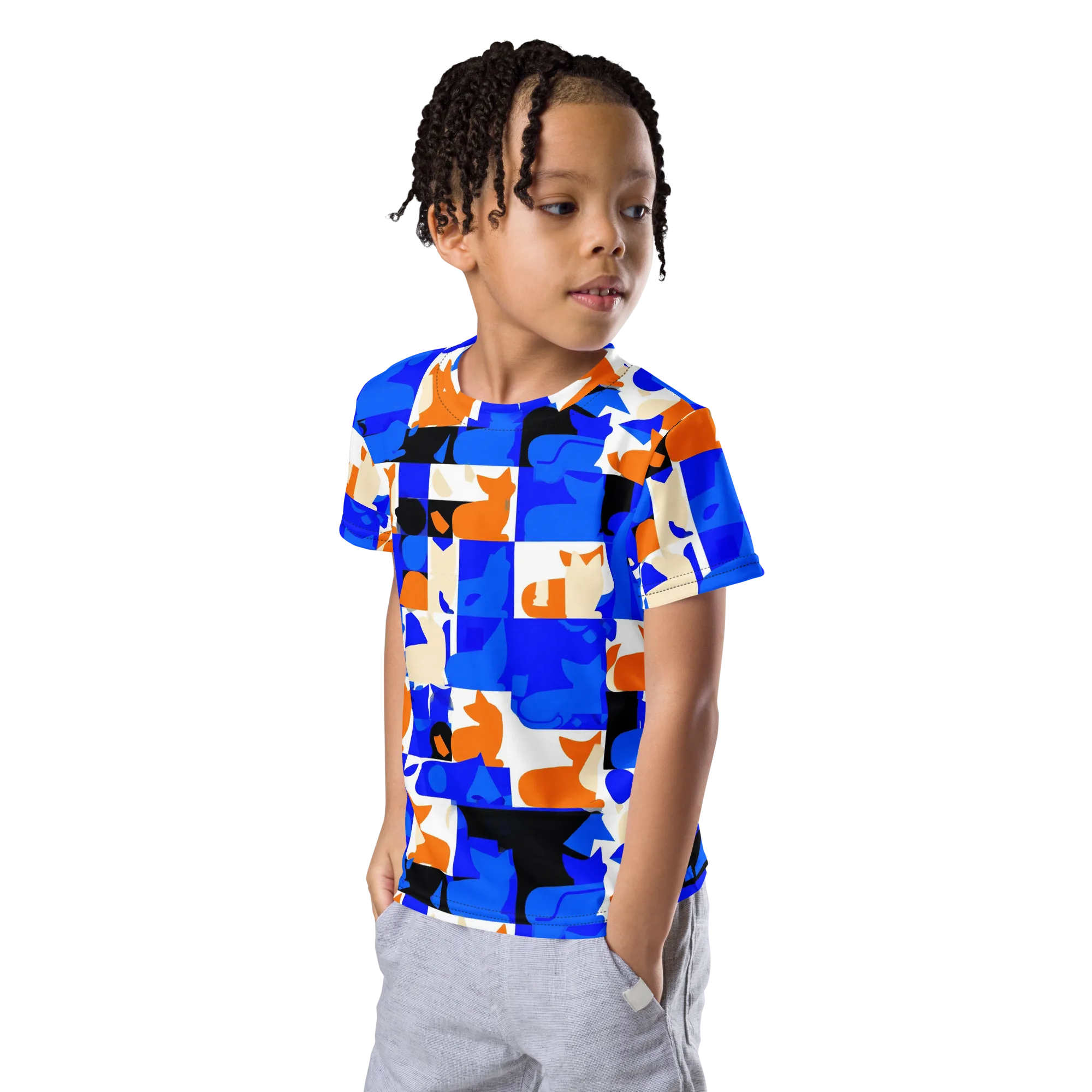 Blue Prowl on Kids Crew Neck T-Shirt — Left Front