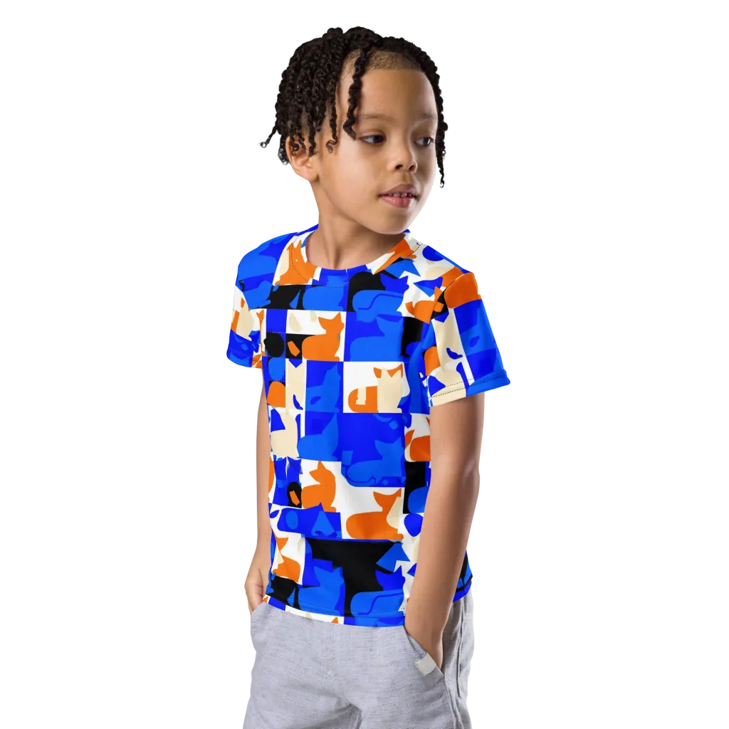 Blue Prowl on Kids Crew Neck T-Shirt — Left Front