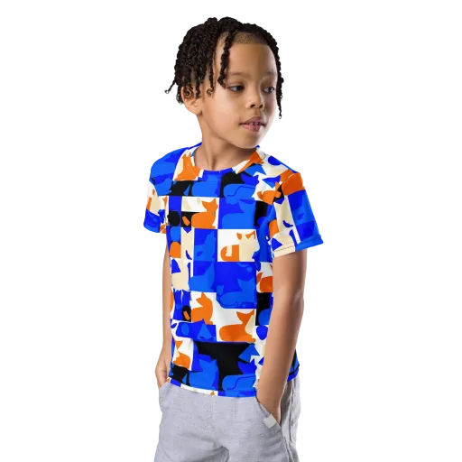 Blue Prowl on a Kids Crew Neck T-Shirt