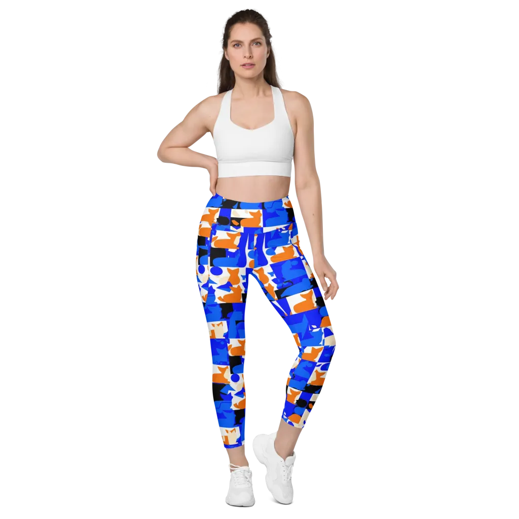 Blue Prowl on Leggings with Pockets — Front