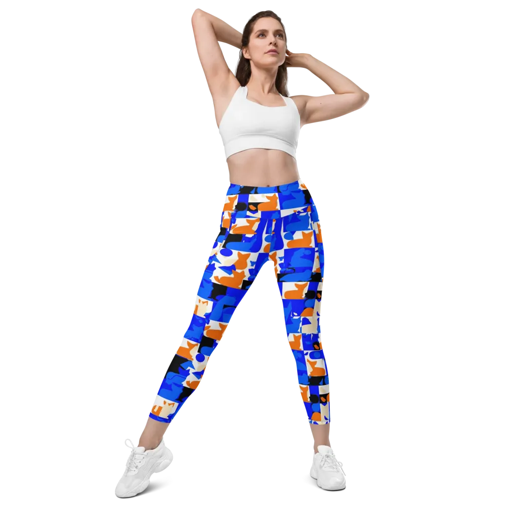 Blue Prowl on Leggings with Pockets — Front