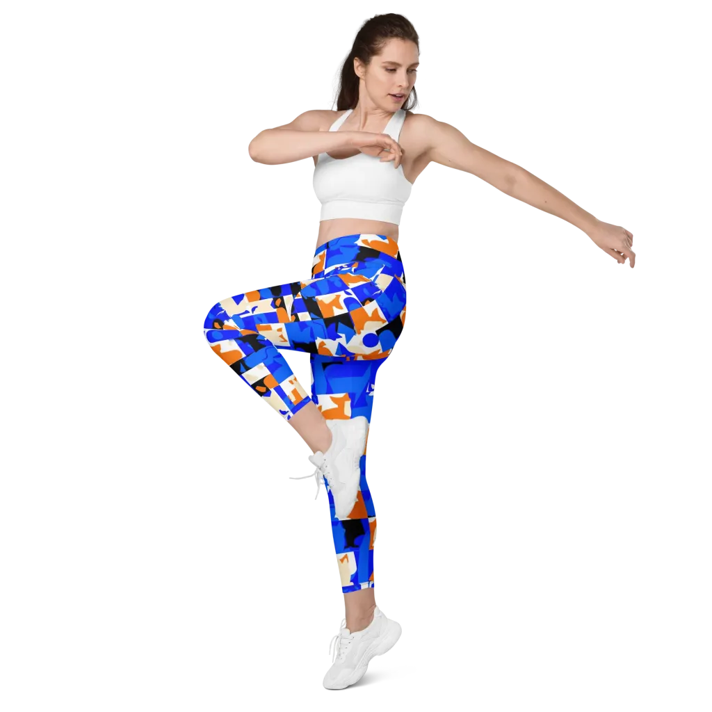 Blue Prowl on Leggings with Pockets — Left Front