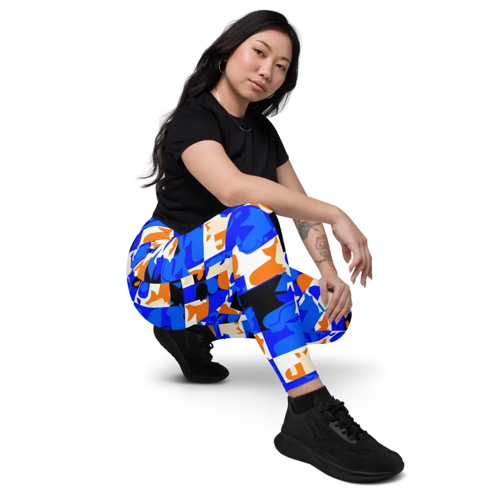 Blue Prowl on Leggings with Pockets — Right Front