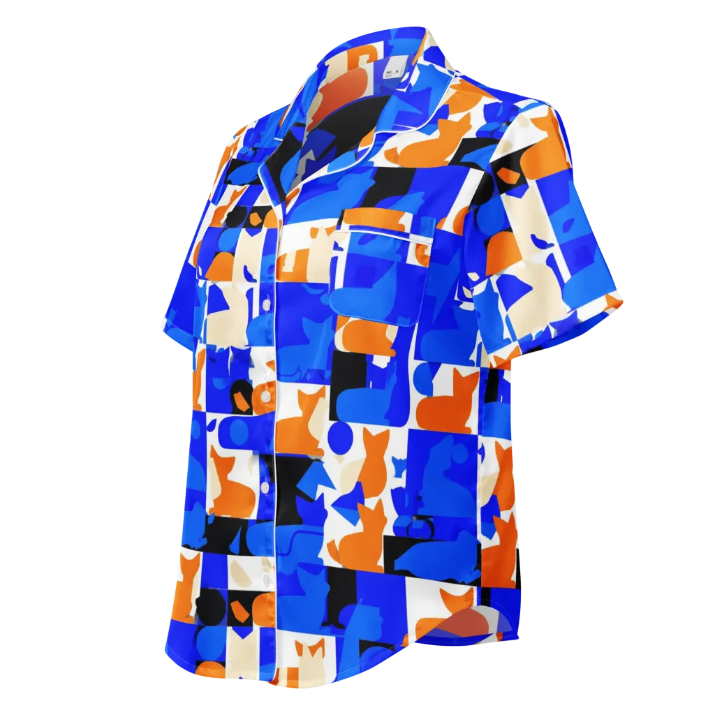Blue Prowl on Women's Short Sleeve Pajama Top — Left Front