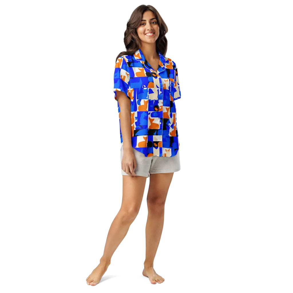 Blue Prowl on Women's Short Sleeve Pajama Top — Front