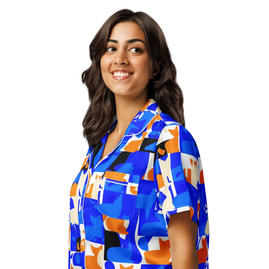 Blue Prowl on Women's Short Sleeve Pajama Top — Left Front
