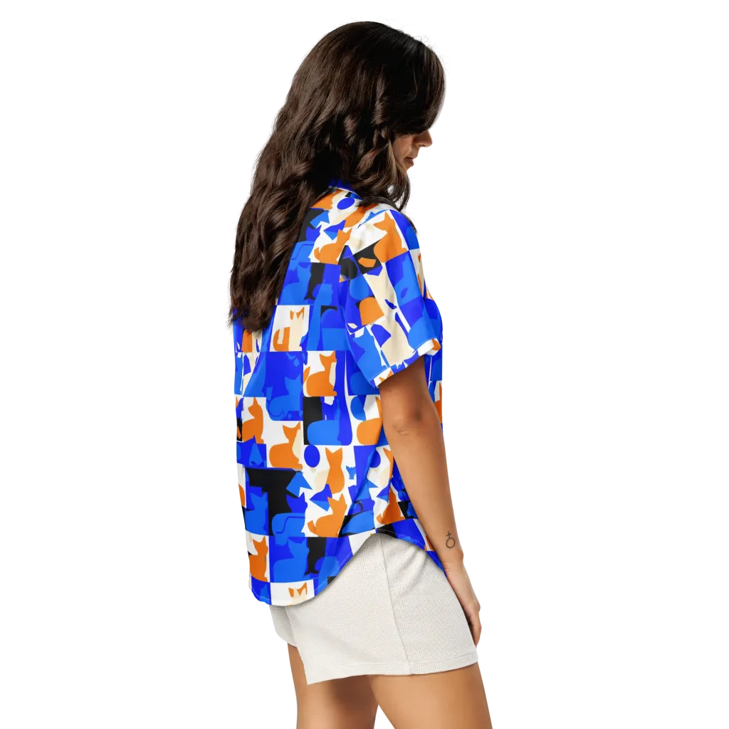 Blue Prowl on Women's Short Sleeve Pajama Top — Right Back