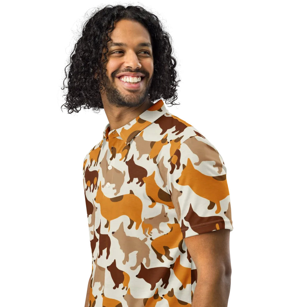 Russet Romp on Men's Slim Fit Polo Shirt — Left Front