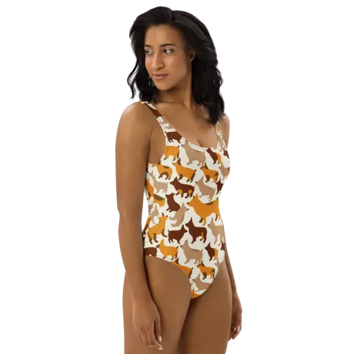 Russet Romp on a One-Piece Swimsuit