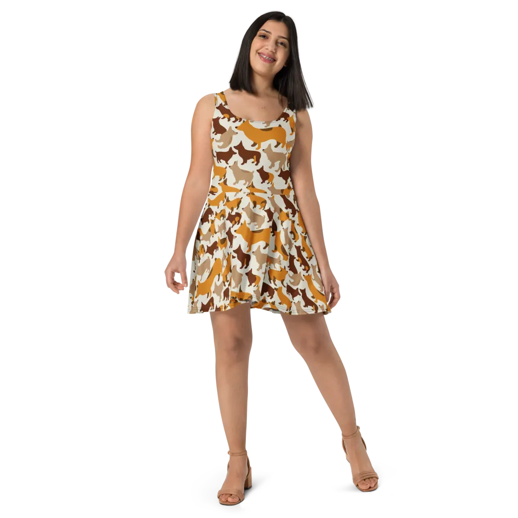 Russet Romp on Skater Dress — Front