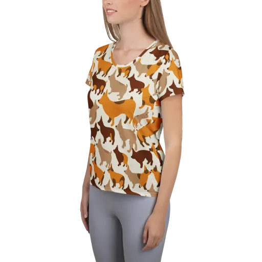 Russet Romp on a Women's Athletic T-Shirt