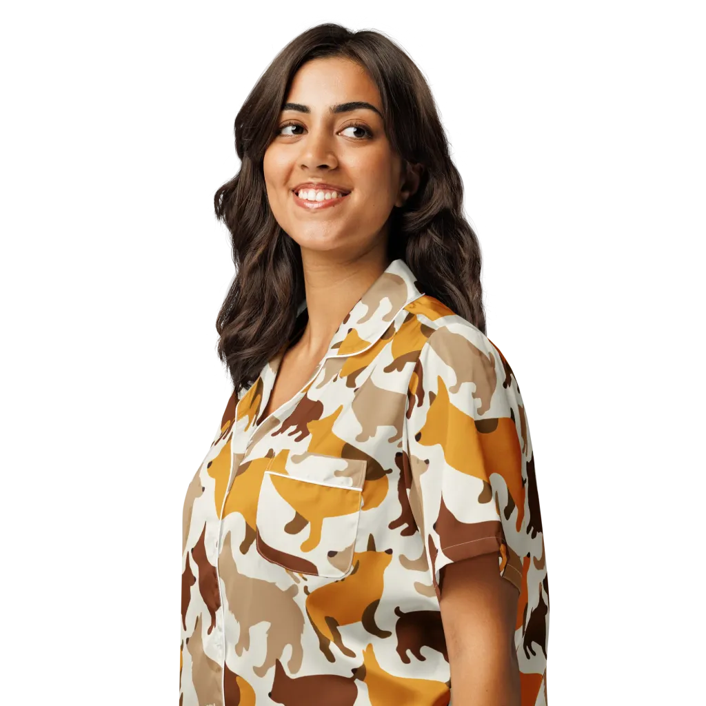 Russet Romp on Women's Short Sleeve Pajama Top — Left Front
