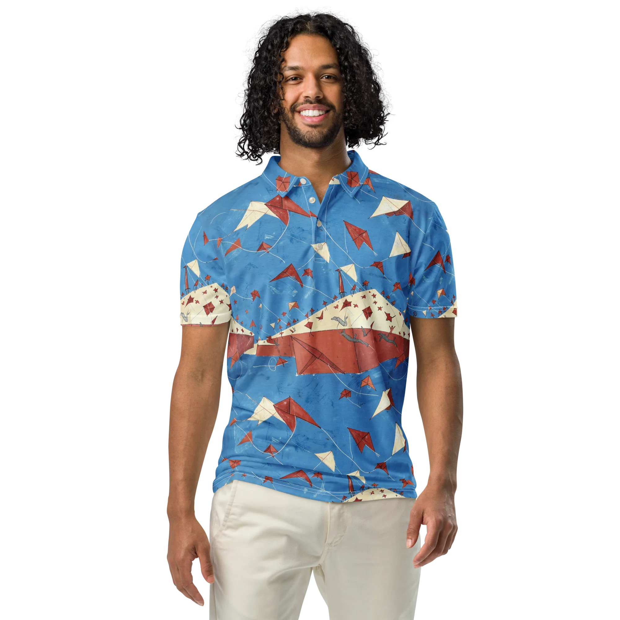 Kite Harbor on Men's Slim Fit Polo Shirt — Front