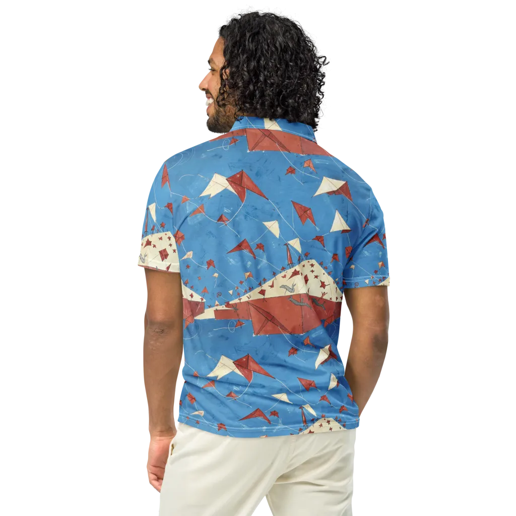 Kite Harbor on Men's Slim Fit Polo Shirt — Back