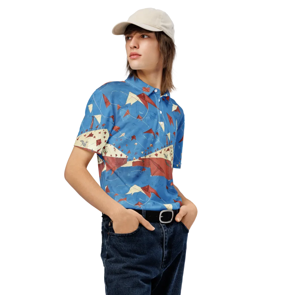 Kite Harbor on Men's Slim Fit Polo Shirt — Right Front