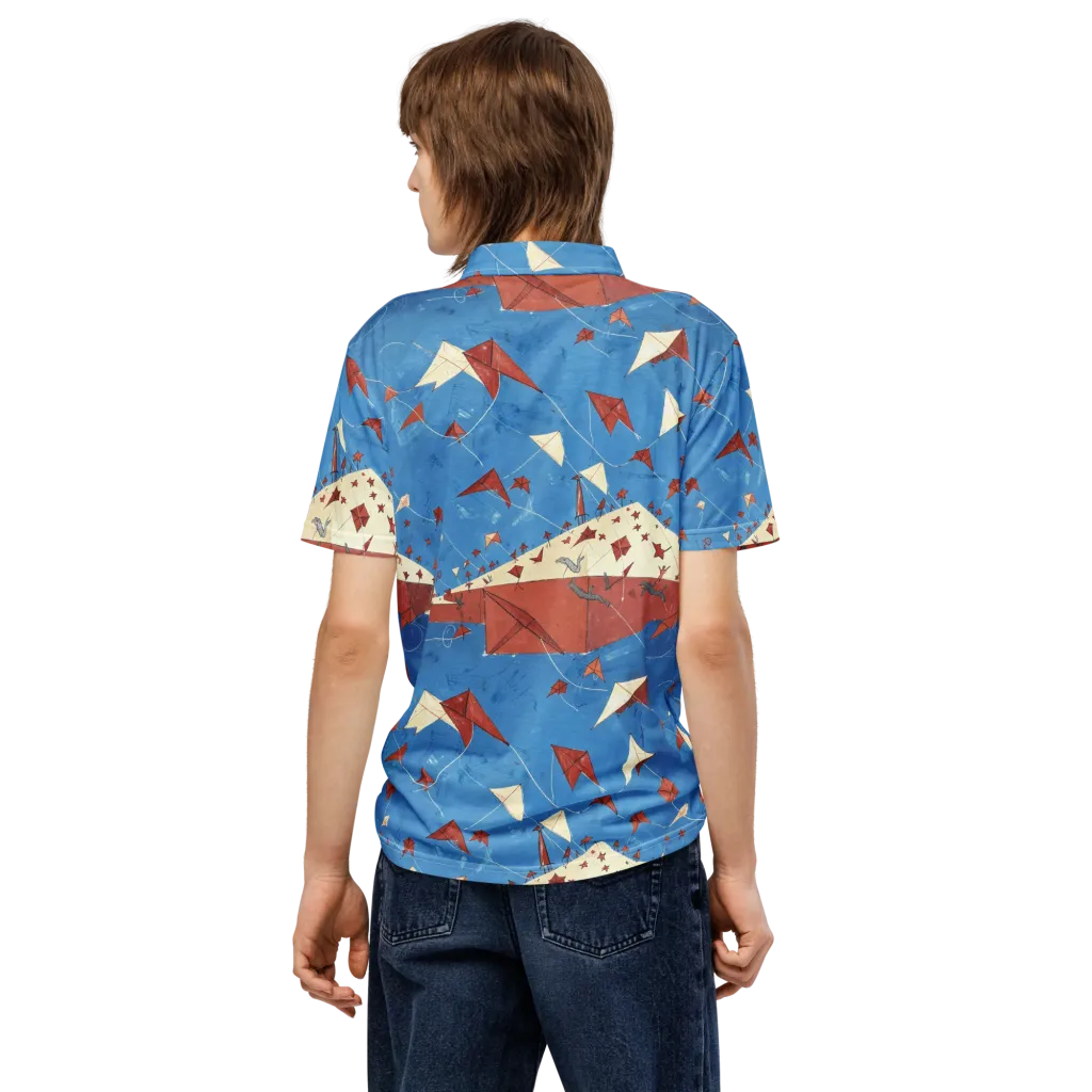 Kite Harbor on Men's Slim Fit Polo Shirt — Back