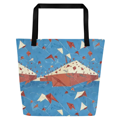 Kite Harbor on a Large Tote Bag W/ Pocket