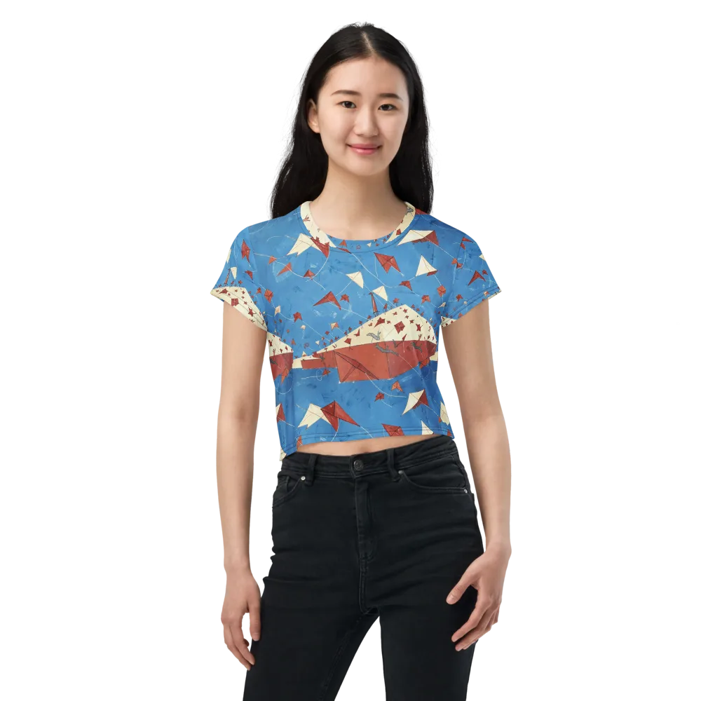 Kite Harbor on Crop Tee — Front